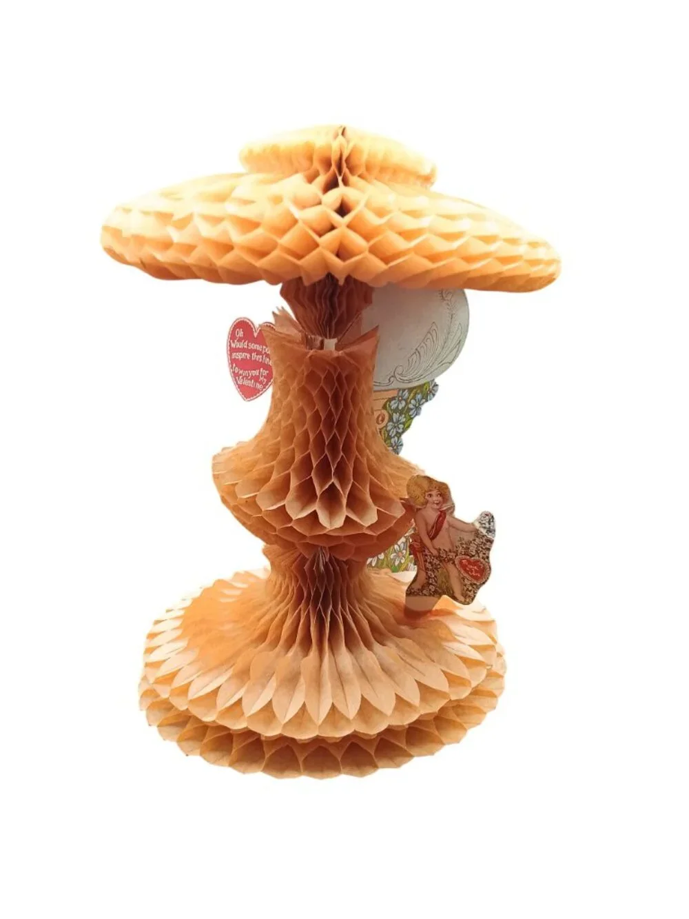 Large Vintage Honeycomb Valentine Card Decor Win You Angels Column